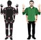 Man cartoon character in formal shirt, animation ready vector doll with separate joints. Gestures. With black beard