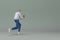 Man in casual clothes making gestures while pushing or pulling. 3D rendering of a cartoon character
