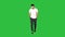 Man in casual walking on a Green Screen, Chroma Key.