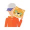 Man with Cat Mask Flat Design Vector Illustration