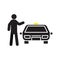 Man catching taxi silhouette icon