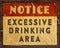 Man Cave Drinking Notice Sign Retro Vintage