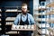 Man with ceramics at the pottery shop