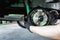 A man change Auto hub bearing wheel of car for maintenance concept