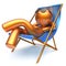 Man character chilling relaxing beach deck chair sunglasses