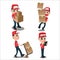 Man Character Delivery Red Uniform Vector