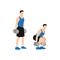 Man character doing Dumbbell squats exercise.