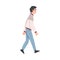Man Character Going or Walking Taking Steps Forward Side View Vector Illustration