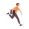 Man Character Hurrying Running Fast with Documents in Folder Feeling Panic of Being Late Vector Illustration
