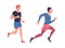 Man Character Running in Sportswear and Trainers Engaged in Sport Training and Workout Vector Set