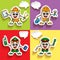 Man Character vector of different occupations with speech bubbles. Police, Policeman, Employee, Engineer.