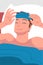 Man Character Waking Up Feeling Happy Lying in Bed in Sleeping Mask Ready to Get Up in the Morning Vector Illustration