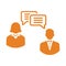 Man chat, chating icon. Orange vector sketch.