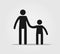 Man with child icon. adault with kid  pictogram. concept of parents with children, children with parents allowed sign.