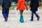 Man and children walking at the beach