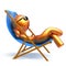 Man chilling beach deck chair smiley relaxing sunglasses person