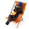 Man chilling beach deck chair summer smiling character tourist