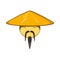 Man in chinese conical hat icon, cartoon style