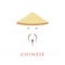 Man in chinese conical hat icon on a white background.