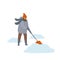 Man clean up shoveling snow drifts cartoon isolated vector illustration