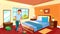 Man cleaning room with vacuum cleaner vector illustration