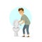 Man cleaning toilet isolated vector