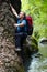 Man climbing mountain wall