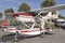 Man climbing onto seaplane