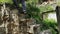 Man climbing rural stone stairs