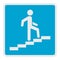 Man climbing the stairway icon, flat style.