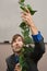 Man climbing a stem