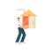 Man closed mortgage loan Character holding a house Modern flat illustration isolated on white background