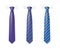 Man colored tie set. Tie mockup with different fashion pattern. Striped silk neckties templates with textures set