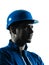 Man construction worker profile sideview silhouette portrait