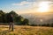 Man contemplating the sunset in the Sierra de Cazorla. Jaen. Spain