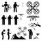 Man Controlling Flying Drone Quadcopter Clipart