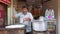 Man cooking famous indian dish - masala dosa. Street food corner at Paharganj, New Delhi.