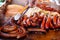 Man Cooking Italian sausages at a food event