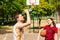 Man Cooling Down During Basketball Game Break