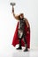 Man in cosplaying Thor isolated on white studio background