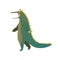 Man in costume of crocodile in walking action. Cartoon male character. Outfit for Halloween party. Flat vector design