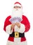 Man in costume of santa claus with euro money