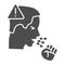 Man coughs with fist and warning sign solid icon, covid-19 spread concept, Coronavirus pandemic symptoms sign on white