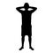 Man covering his ears silhouette front view Closing concept ignore icon black color illustration