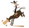 Man or cowboy rides on horse isolated illustration