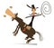 Man or cowboy rides on horse isolated illustration
