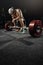 Man cross strongman training - heavy deadlift workout