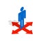 Man at crossroads icon, isometric 3d style