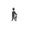 Man with crutches vector icon