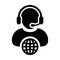 Man customer service icon vector person profiel symbol with headset for internet network online support